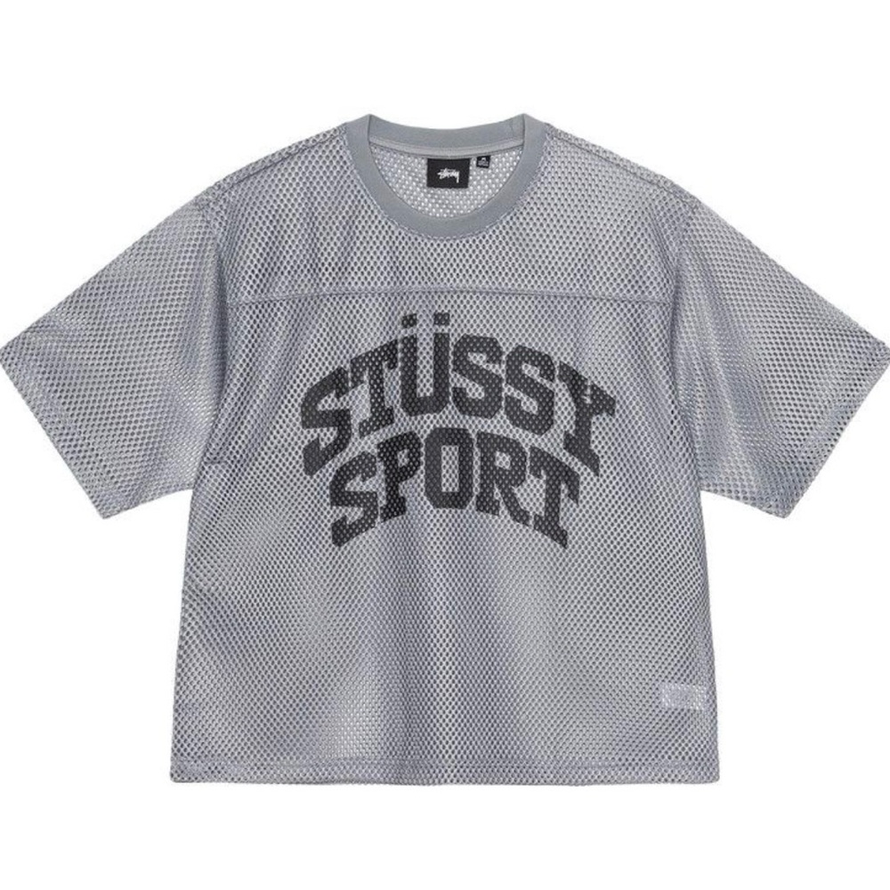 Stussy Gray Mesh Short Sleeve Tee size S